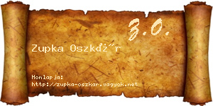 Zupka Oszkár névjegykártya